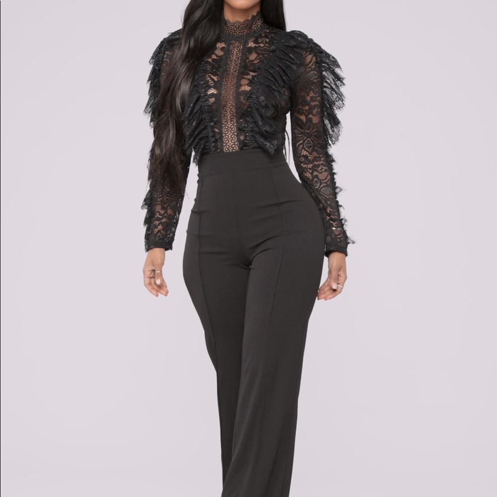 Lace Ruffled Jumpsuit- Size Large - Picture 1 of 8